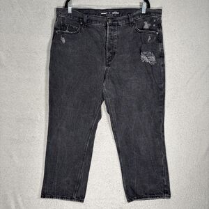 Old Navy Capri Jeans Women’s Size 18 High Rise Slouchy Straight Black Distressed